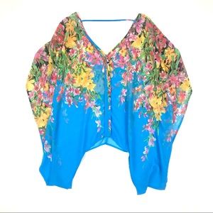 MOD Boutique Sheer Floral Print Poncho Top